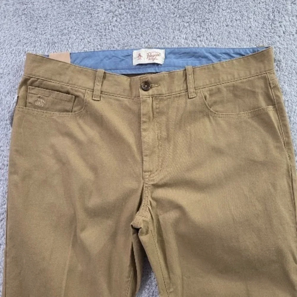 Original Penguin Men's Slim Fit Stretch Twill Chino Pants 36x32 Kelp Tan NWT